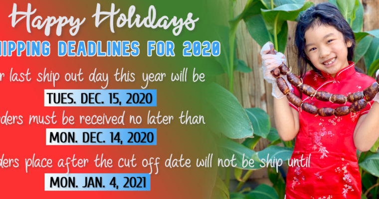 2020 Shipping Deadline